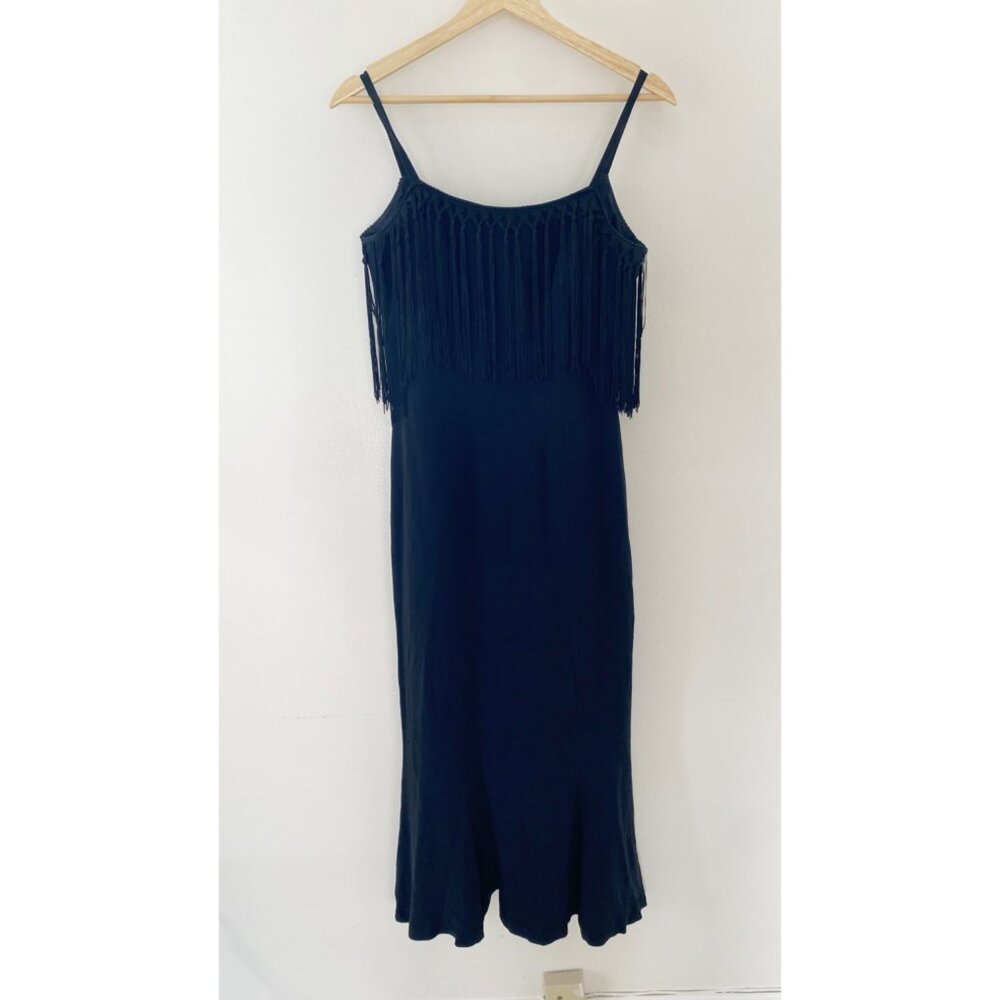 Escada Couture {size 38} Fringe Dress Black Trumpet Mermaid
